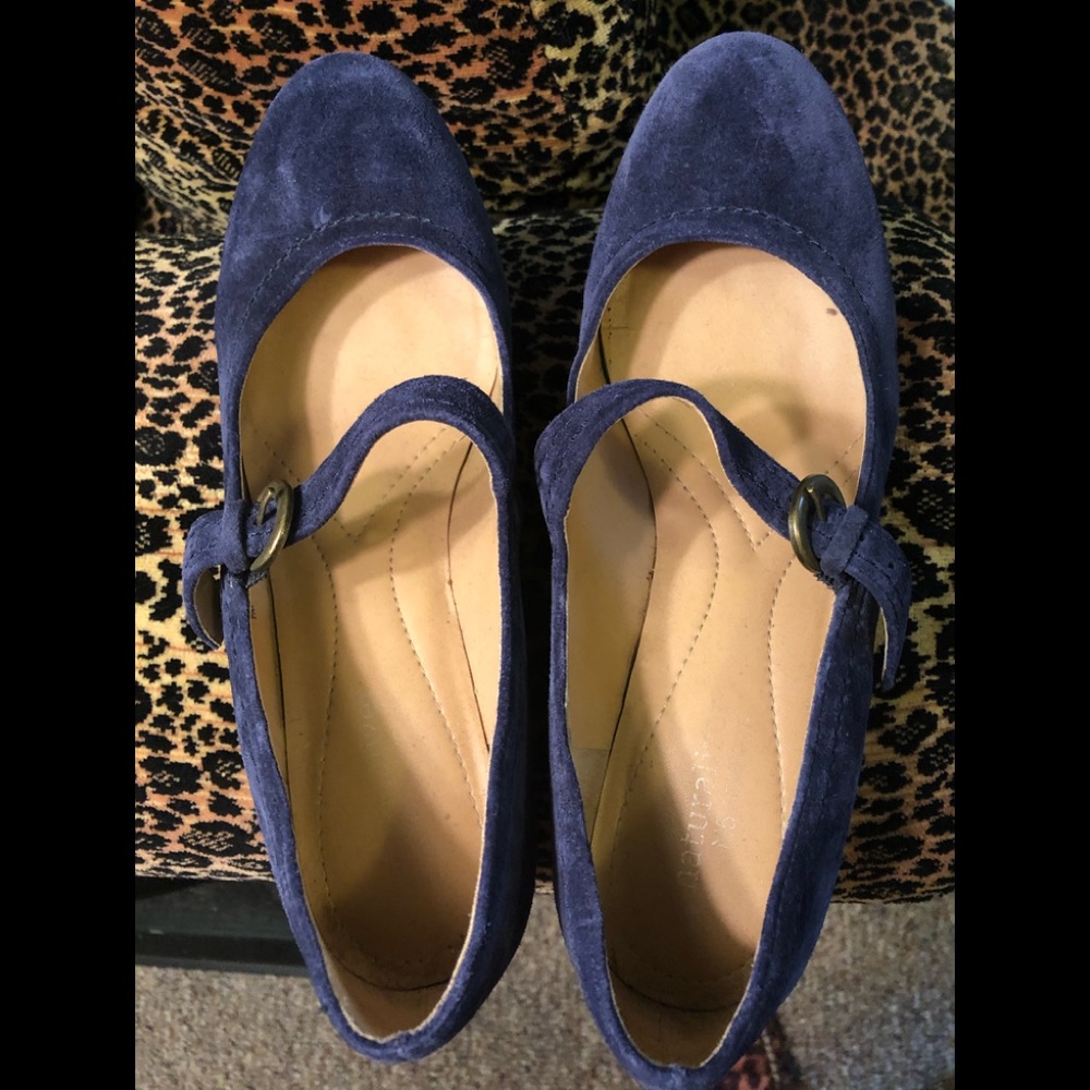 Naturalizer Blue suede wedges